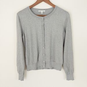 Banana Republic Silk Blend Button Down Cardigan Size Large Petite Gray